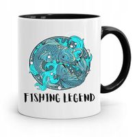 Kubek Czarny Dla Wędkarza Rybaka Fishing Legend Z Nadrukiem Ze Zdjęciem