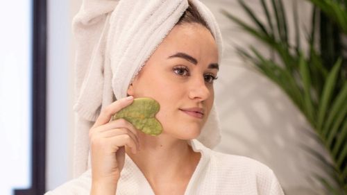 WAŁEK JADEITOWY DO TWARZY ROLLER + PŁYTKA GUA SHA ZESTAW PREZENT ACUS MED na Arena.pl