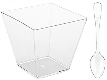 50XPucharki PIRAMIDA 60ml+łyżeczki 50szt NA PRZEKĄSKI POJEMNIKI NA DESERY na Arena.pl