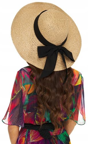 KAPELUSZ SŁOMIANY EKO SŁOMA szerokie rondo kokarda na Arena.pl