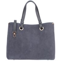 VERA PELLE torebka zamszowa klasyczna z paskiem na ramię V653 c.szara