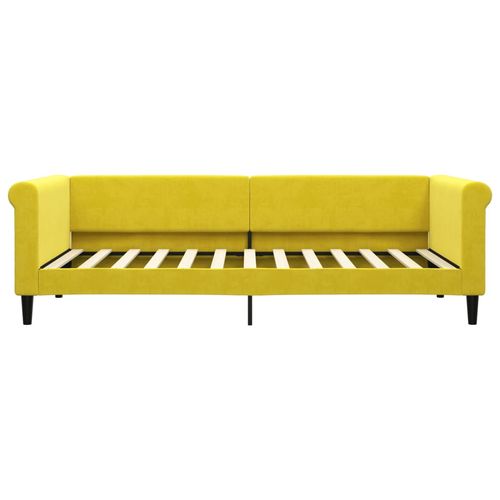 Sofa z materacem do spania, żółta, 90x200 cm, aksamit na Arena.pl