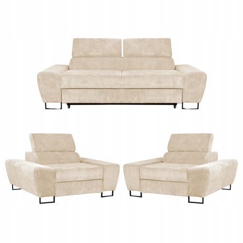 Zestaw mebli wypoczynkowych salonu Savio Sofa 2os fotele beż Family Meble na Arena.pl