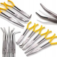 DUŻY ZESTAW SZCZYPCE KOMBINERKI DŁUGIE WYGIĘTE PROSTE WYDŁUŻONE 280 MM ETUI