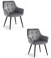Krzesło tapicerowane VARSI ciemny szary velvet czarne nogi salonu x2