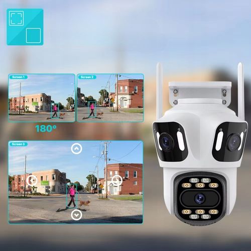 POTRÓJNA KAMERA WIFI IP SMART ZEWNĘTRZNA OBROTOWA UHD 8MP ZOOM ICSEE 3w1 na Arena.pl