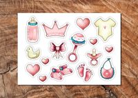 Wydruk cukrowy A4 chrzest roczek różowy 16 elem. DIY