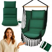 FOTEL WISZĄCY OGRODOWY BRAZYLIJSKI HUŚTAWKA HAMAK MAXI DUŻA PODUSZKA BOHO