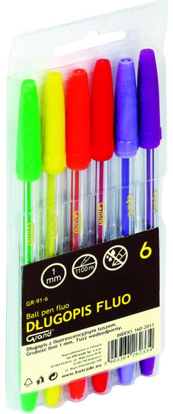 DŁUGOPIS FLUO 6KOL. GR-91 GRAND zdjęcie 1