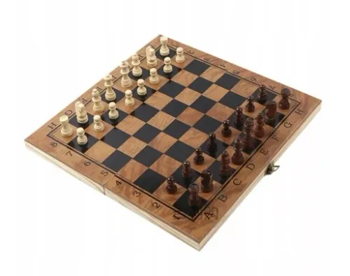 SZACHY DREWNIANE DUŻE WARCABY 34x34cm ZESTAW 3W1 na Arena.pl