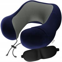 PODUSZKA PODRÓŻNA ROGAL NA SZYJE DO SAMOLOTU MIOWI GRANATOWA + OPASKA