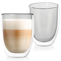 2x Szklanka Termiczna Podwójna Ścianka do Kawy Herbaty Latte Napojów 370 ml