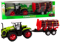 Traktor Farmerski Z Przyczepą Na Drewno 9 Bali Drzewa Napęd Zielony