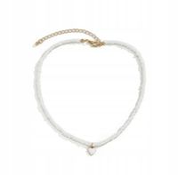 Naszyjnik choker biały mini serce serduszko z koralikami koraliki drobny