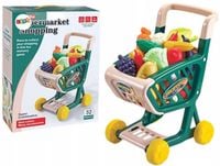 WÓZEK KOSZYK SKLEPOWY z WARZYWAMI OWOCAMI zabawa w sklep SUPERMARKET 32 el.