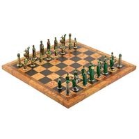 ZESTAW SZACHOWY Medioevale 6cm + Szachownica Eko-Skóra 33x33 cm