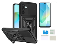 Etui pancerne do SAMSUNG GALAXY A16 4G 5G Slide Ring czarny +folia ochronna