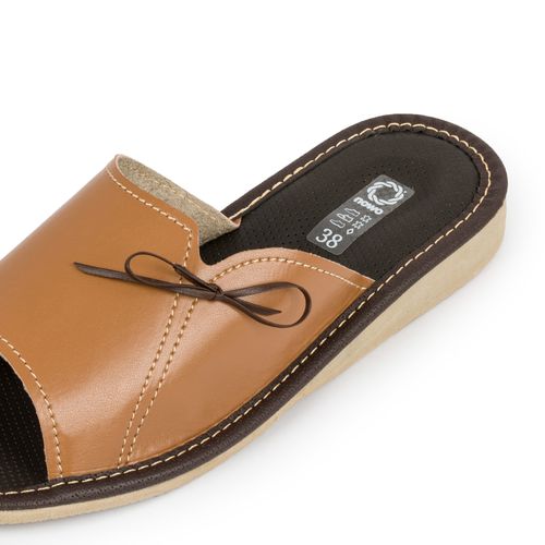 Damskie pantofle kapcie brązowe skóra kokardka 41 na Arena.pl