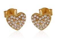 Delikatne pozłacane srebrne kolczyki serca serduszka heart białe cyrkonie srebro 925 K3041