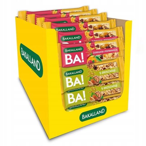 Baton zbożowy Bakalland 60x40g 5 orzechów żurawina pomarańcza MIX 2 na Arena.pl