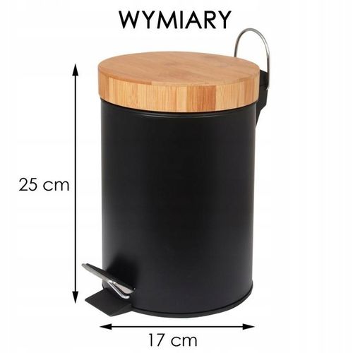 Kosz na śmieci łazienkowy 3l bambus śmietnik do wc łazienki kuchni czarny na Arena.pl