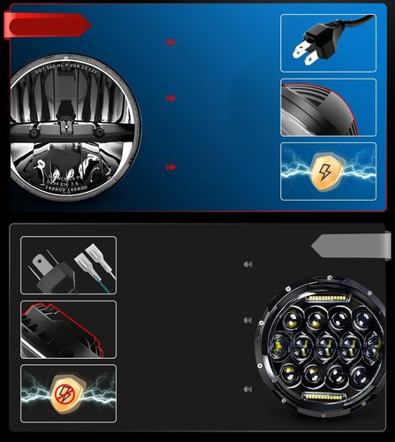 Lampy reflektory LED Braveway 7" 60W 12000lm H4-H13 Wrangler JK TJ LJ CJ H1 na Arena.pl