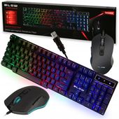 KLAWIATURA MYSZ MYSZKA GAMINGOWA RGB DLA PRO GRACZY USB PODŚWIETLANA LED