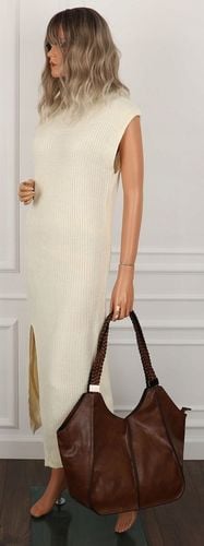 Torebka Damska na Ramię Włoskiej Marki Torba Miejska Shopper L16730 Brązowa na Arena.pl