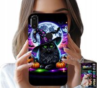 ETUI DO HUAWEI Y7 2019 - CZARNY KOTEK HALLOWEEN SALEM DYNIA WZORY