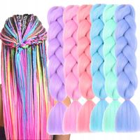 Zestaw Włosy syntetyczne kolorowe warkoczyki 6 sztuk sztuczne PASTELOWE