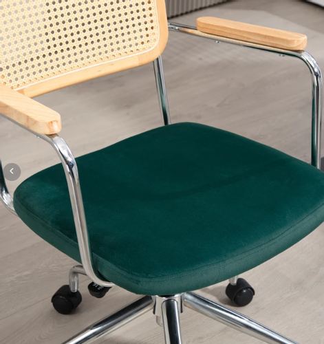 Krzesło biurowe w stylu boho rattan zielone fotel do 120 kg na Arena.pl