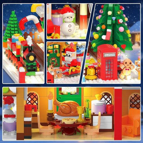 KALENDARZ ADWENTOWY KLOCKI DOMEK Z PIERNIKA CHOINKA MIKOLAJ LED 1763szt 24× na Arena.pl