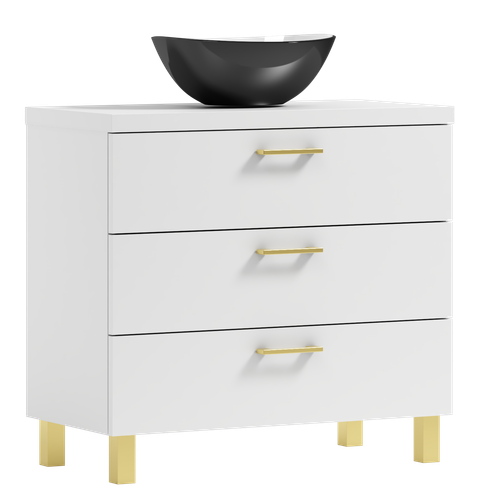 Szafka łazienkowa ROMA 80 biały/GOLD z umywalką Eliza C na Arena.pl