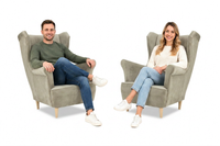 Fotele uszaki skandynawskie szare popiel welwet salon Zoja Family Meble