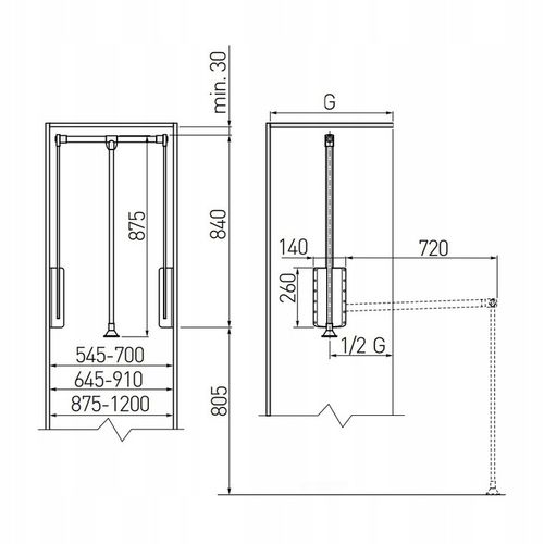 Pantograf olejowy GTV czarny drążek wieszak opuszczany do szafy na Arena.pl