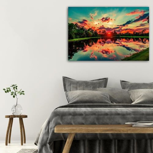 Deco Panel, Wschód słońca nad jeziorem 4 90x60 na Arena.pl