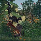 Plakat 50x50cm Tiger and Buffalo, Rousseau Vintage do Salonu