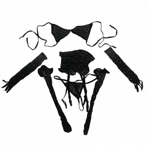 subblime 952174 bodystocking siateczkowy czarny z rękawiczkami, uniwersalny na Arena.pl