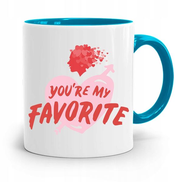 Kubek Błękitny Na Walentynki You're My Favorite Z Nadrukiem Ze Zdjęciem zdjęcie 1
