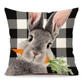 lniana poszewka na poduszkę 45 x 45 cm królik black &amp; white pod236