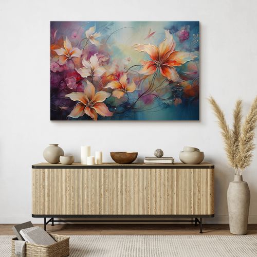 Obraz Na Płótnie Malowane Dzikie Kwiaty Abstrakcja Do Sypialni 40cm x 30cm na Arena.pl