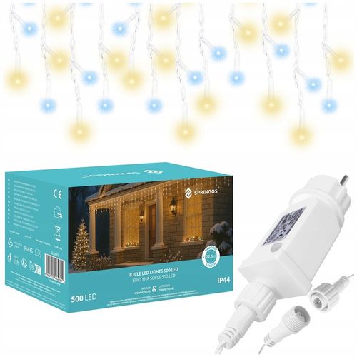 SOPLE 500LED LAMPKI ZEWNĘTRZNE 22,5M TIMER PILOT FLASH KURTYNA DWA KOLORY na Arena.pl