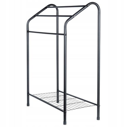 Stojak NA RĘCZNIKI wieszak łazienkowy podłogowy stojący czarny + półka na Arena.pl