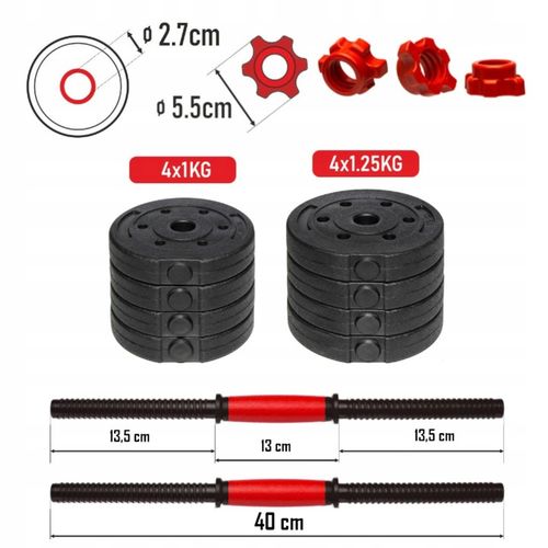 HANTLE ZESTAW HANTLI REGULOWANYCH DO ĆWICZEŃ 10 kg 2 X 5 kg + SZTANGA na Arena.pl