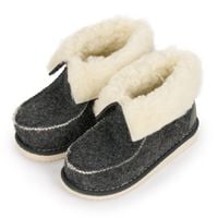 Bambosze dziecięce filcowe ocieplane kożuszek czarne polskie 23/24