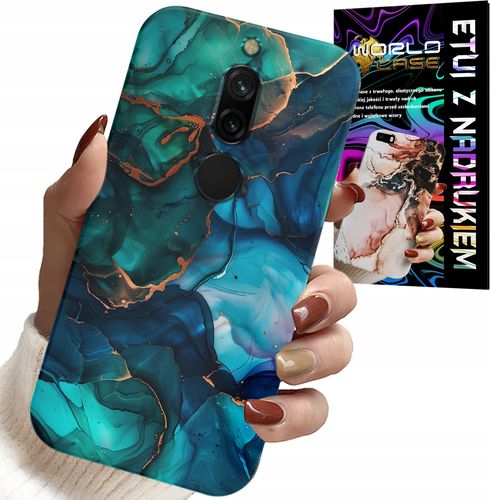 ETUI DO XIAOMI REDMI 8 - NIEBIESKO ZIELONY MARMUREK PLECKI WZORY na Arena.pl
