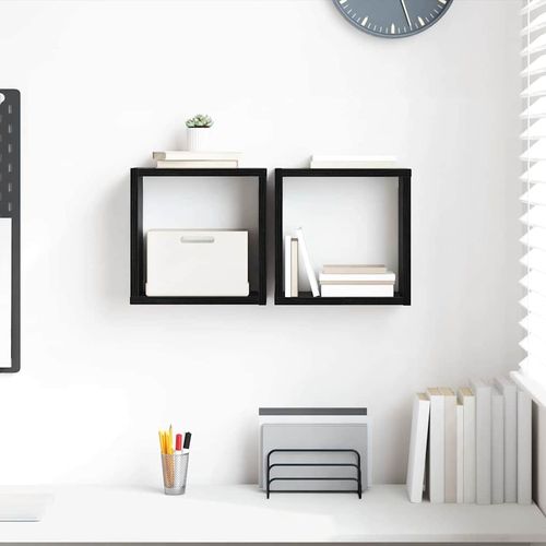 Półki ścienne z półką 2 pcs Czarny Dąb 26 x 15 x 26 cm na Arena.pl