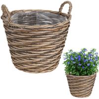 Doniczka osłonka wiklinowa kosz koszyk z uchwytami na kwiaty rośliny 27x27 cm