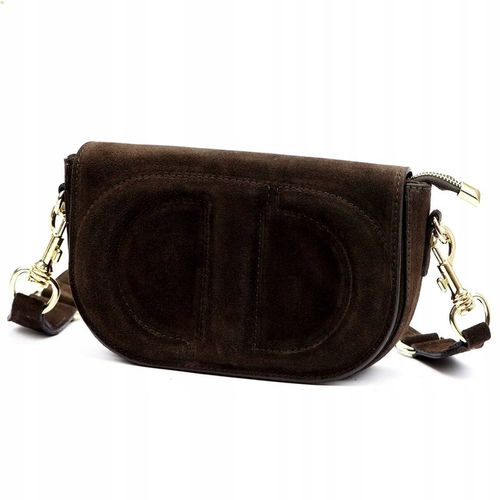 Czekoladowa zamszowa torebka damska Listonoszka Vera Pelle brązowa zamsz na Arena.pl