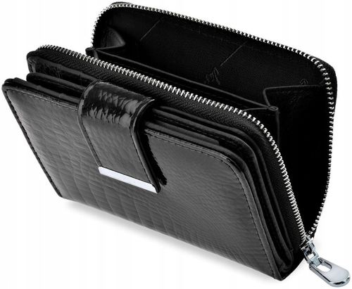 Lakierowany PORTFEL Damski SKÓRZANY Pojemny Portmonetka SKÓRA Pakowny na Arena.pl